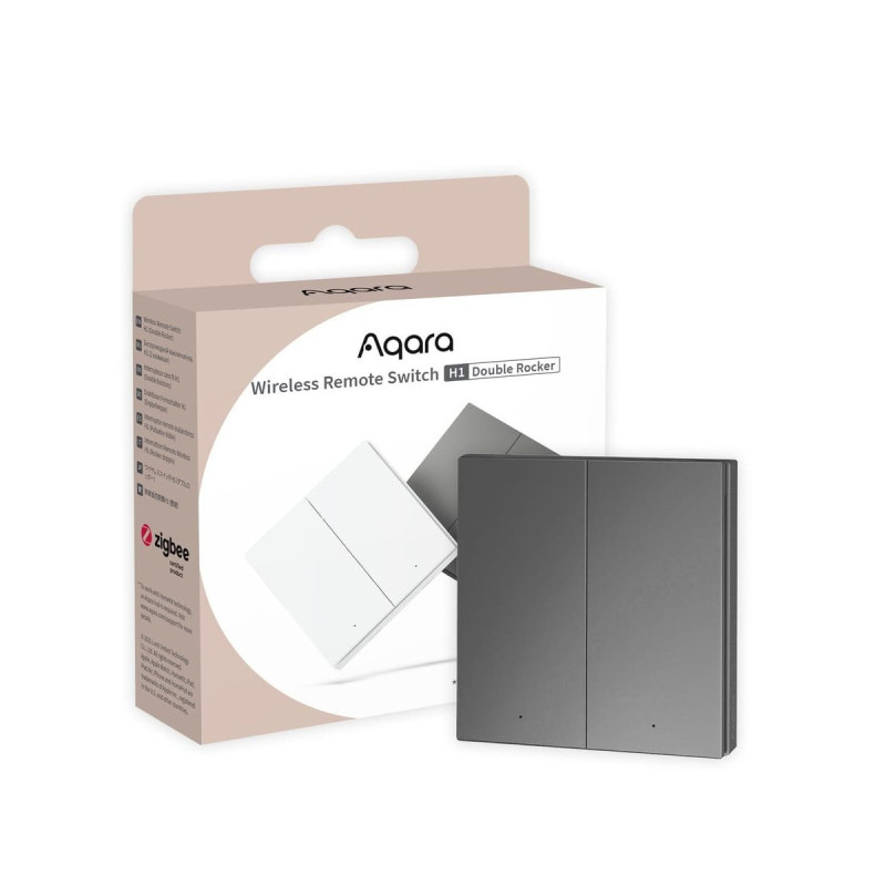 resigilat telecomanda aqara wireless remote switch h1 double rocker (wrs-r02-g), gri