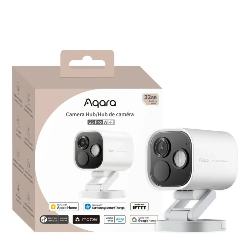 resigilat camera inteligenta aqara hub g5 pro, wifi, alba cu hub zigbee incorporat