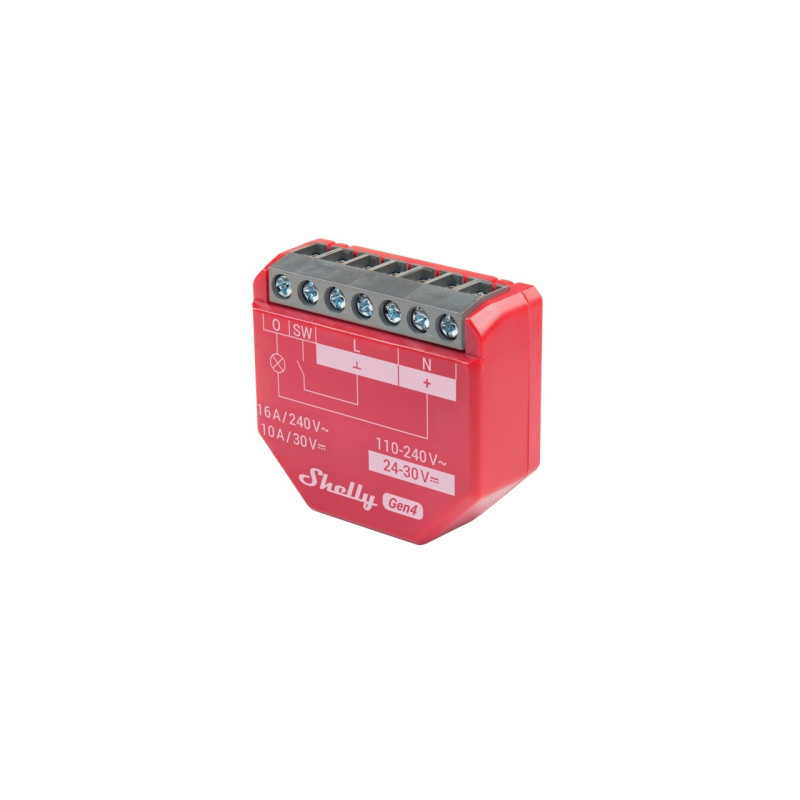 resigilat releu inteligent shelly 1pm gen4, 1 canal, 16a, monitorizare consum, multiprotocol (wifi, bluetooth, matter, zigbee) ,