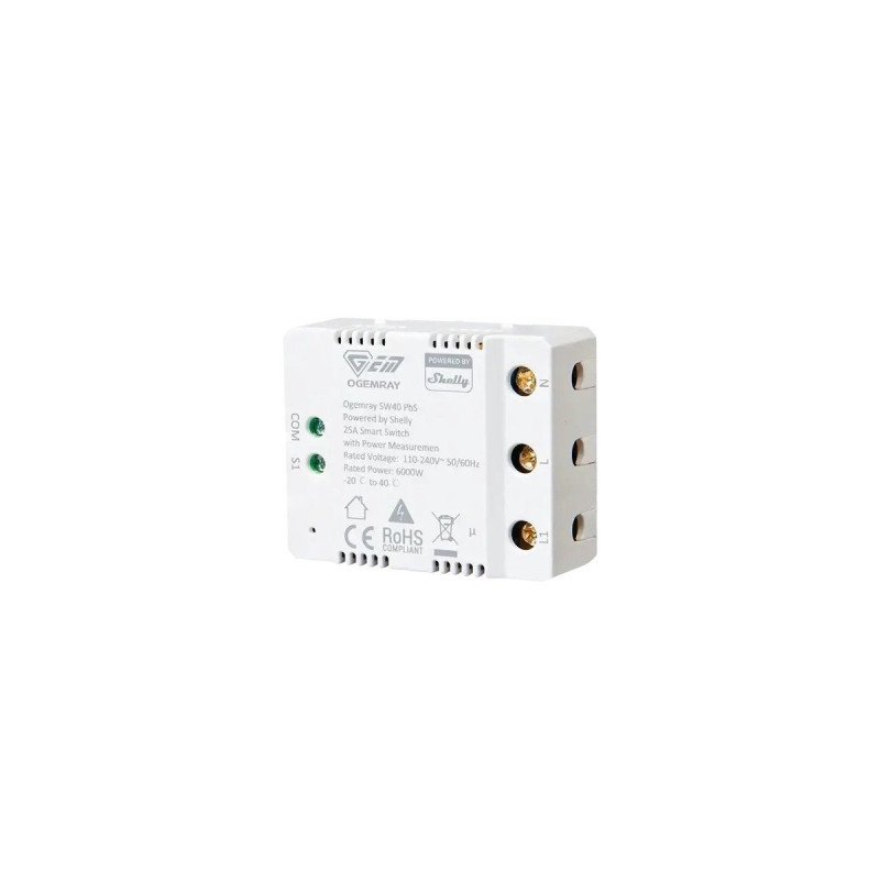 resigilat ogemray smart relay 25a - control inteligent pentru consumatori mari, cu functii complete shelly