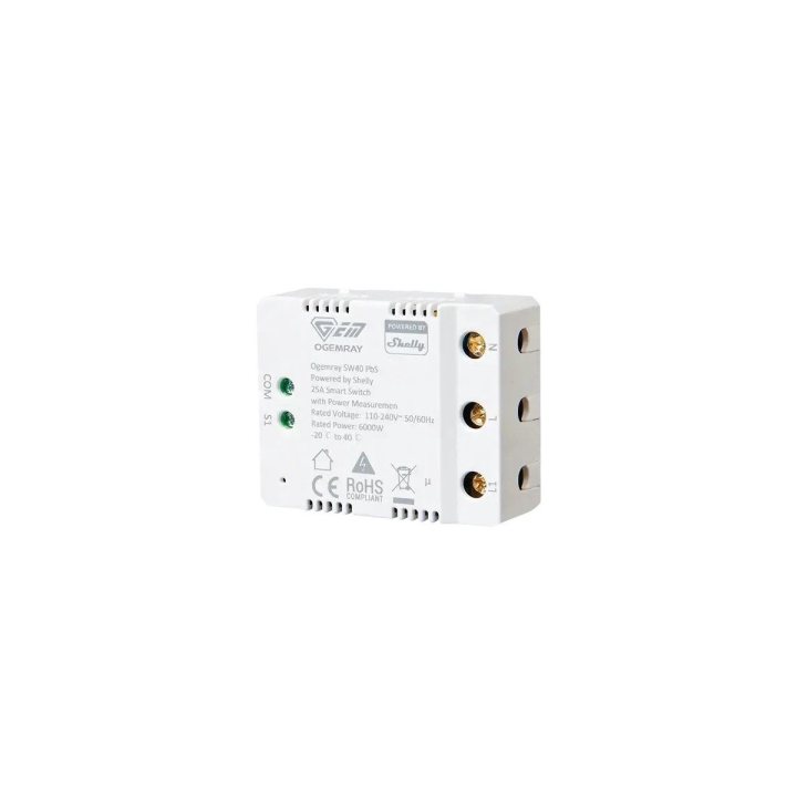 resigilat ogemray smart relay 25a - control inteligent pentru consumatori mari, cu functii complete shelly