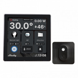 resigilat intrerupator smart cu touchscreen shelly wall display, wi-fi, negru bluethooth + h&t black
