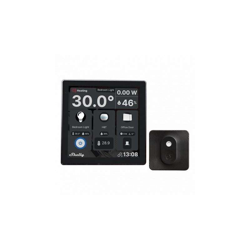 resigilat intrerupator smart cu touchscreen shelly wall display, wi-fi, negru bluethooth + h&t black