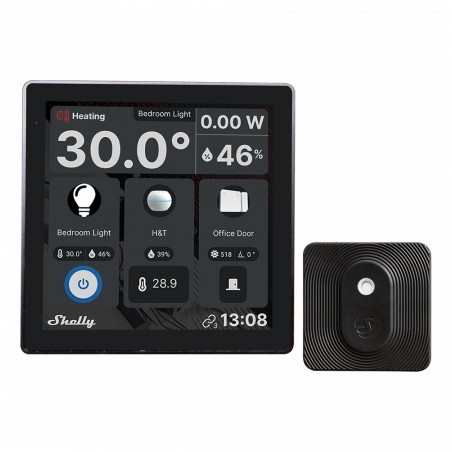 resigilat intrerupator smart cu touchscreen shelly wall display, wi-fi, negru bluethooth + h&t black