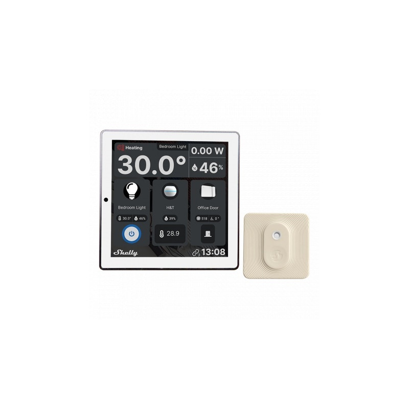 resigilat intrerupator smart cu touchscreen shelly wall display, alb, wi-fi, bluethooth + blu h&t