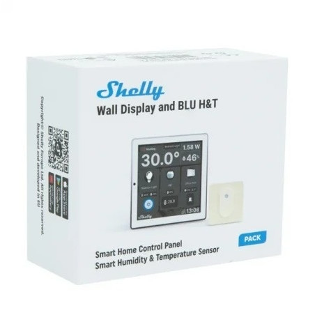 resigilat intrerupator smart cu touchscreen shelly wall display, alb, wi-fi, bluethooth + blu h&t