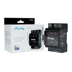 resigilat shelly wave pro 3 (2025) lr - releu profesional z-wave cu 3 canale, montaj pe sina din si tehnologie long range