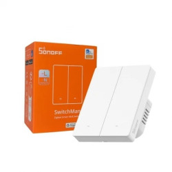 resigilat intrerupator inteligent sonoff zbm5-2c-80w, 2 canale, 10a, zigbee, alb