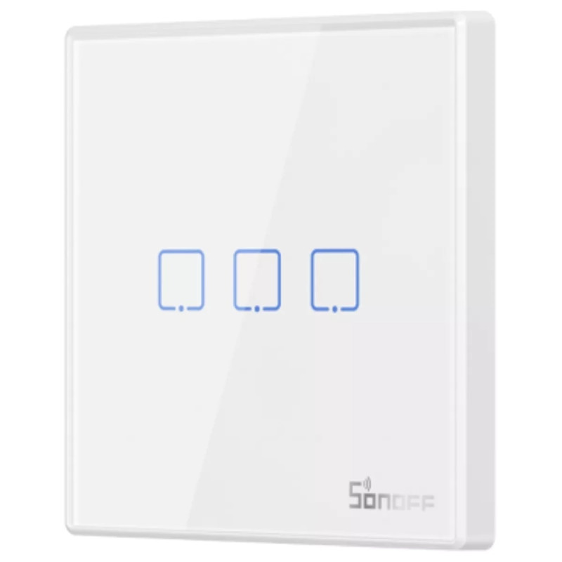 resigilat sonoff t2eu3c-rf - intrerupator inteligent tactil cu radiofrecventa, 3 canale
