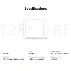 resigilat sonoff t2eu3c-rf - intrerupator inteligent tactil cu radiofrecventa, 3 canale
