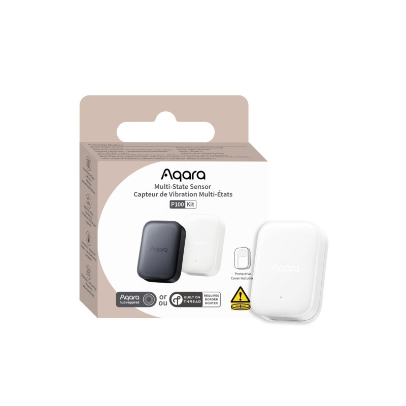 resigilat aqara multi-state sensor p100 kit (white, offline version) - senzor avansat de stare, vibratie si inclinare, proc
