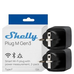 resigilat shelly plug m gen3 black (pachet 2 prize) - priza inteligenta wi-fi si bluetooth, monitorizare energie, procesor 