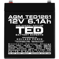 acumulator agm vrla 12v 6,1ah dimensiuni 90 x 70 x 101 mm f2 - ted003171 (10)