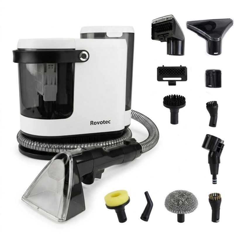aspirator cu spalare si abur rovotec easy wash, 1700w, curatare cu apa rece calda, abur, 9 accesorii, 15k pa, autocuratare, elim