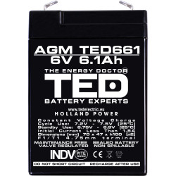 acumulator agm vrla 6v 6,1ah dimensiuni 70 x 47 x 100 mm f1 - ted002938 (20)