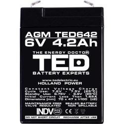 acumulator agm vrla 6v 4,2ah dimensiuni 70 x 47 x 100 mm f1 - ted002914 (20)