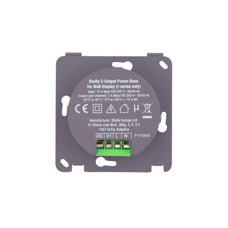 shelly 2-output powerbase for wall display - baza de schimb cu 2 iesiri independente (releu dublu), montaj in doza, acceso