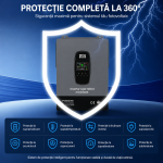 Invertor hibrid solar DATOUBOSS 6200W 48VDC la 230VAC, MPPT 120A, intrare PV 8500W, protecție BMS, intrare PV 27A