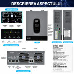 Invertor hibrid solar DATOUBOSS 6200W 48VDC la 230VAC, MPPT 120A, intrare PV 8500W, protecție BMS, intrare PV 27A