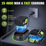 suflanta pentru frunze cu acumulator rovo bf811, 6 niveluri de viteza,  2 acumulatori, 21v, 4.0ah, viteza 209 km h, 650cfm