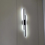 aplica de perete led rovo 1289-48, 48cm, 16w, lumina alb rece 6500 k, neagra