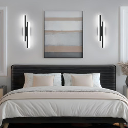aplica de perete led rovo 1289-48, 48cm, 16w, lumina alb rece 6500 k, neagra
