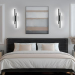 aplica de perete led rovo 1289-48, 48cm, 16w, lumina alb rece 6500 k, neagra