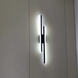 aplica de perete led rovo 1289-65, 65cm, 20w, lumina alb rece 6500 k, neagra