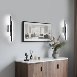 aplica de perete led rovo 1289-65, 65cm, 20w, lumina alb rece 6500 k, neagra