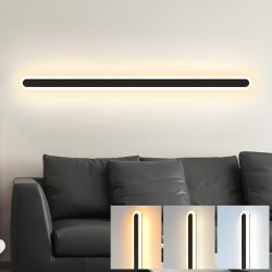 aplica de perete led rovo 1356-100, 100cm, 39w, 3 setari de lumina, 3000k 4000k 6000k, negru