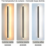 aplica de perete led rovo 1356-100, 100cm, 39w, 3 setari de lumina, 3000k 4000k 6000k, negru