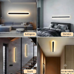 aplica de perete led rovo 1356-100, 100cm, 39w, 3 setari de lumina, 3000k 4000k 6000k, negru