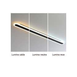 aplica de perete led rovo 1356-100, 100cm, 39w, 3 setari de lumina, 3000k 4000k 6000k, negru
