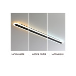 aplica de perete led rovo 1356-100, 100cm, 39w, 3 setari de lumina, 3000k 4000k 6000k, negru