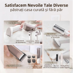 masina de tuns animale cu aspirare 9 in 1 rovotec allclean, functie uscator, caini, pisici, functie uscare, aspirator animale si