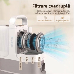 masina de tuns animale cu aspirare 9 in 1 rovotec allclean, functie uscator, caini, pisici, functie uscare, aspirator animale si