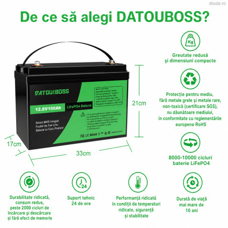 Acumulator LiFePo4 12V 100Ah, DT-12V100A-A01