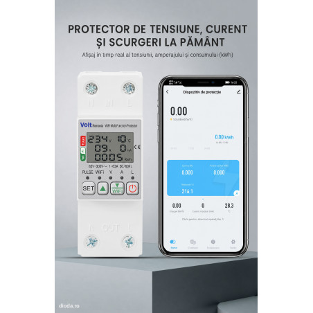 Siguranta Smart, Contor de energie, Protectie Diferentiala, 1-63A , temporizator comutare , Volt Romania