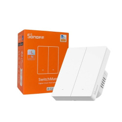 resigilat intrerupator inteligent sonoff zbm5-2c-86w, 2 canale, 10a, zigbee, alb