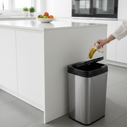 cos de gunoi cu senzor automat rovotec sd-012, inox, 30l, deschidere cu senzor sau touch