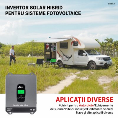 Invertor hibrid 3300W 24V, conectat la rețea, funcționează fără baterie,protecție BMS, MPPT 150A