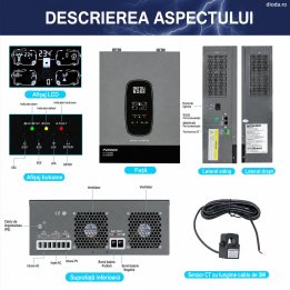 Invertor hibrid solar 6200W 48VDC , MPPT 120A, intrare PV 8500W, intrare PV 27A, anti-reflux