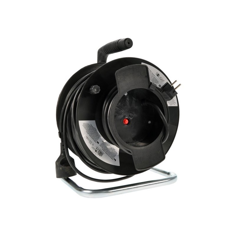 Cabluri prelungitoare pe tambur, Cablu prelungitor pe tambur - 1 priză 50m SOLIGHT PB12 -1, dioda.ro