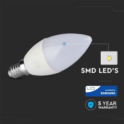 Lampi Iluminare, Bec LED - CIP SAMSUNG 7W E14 Plastic Lumânare 3000K -3, dioda.ro