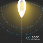 Bec LED - 4W Filament Patent E14 Tip Lumânare, Alb cald