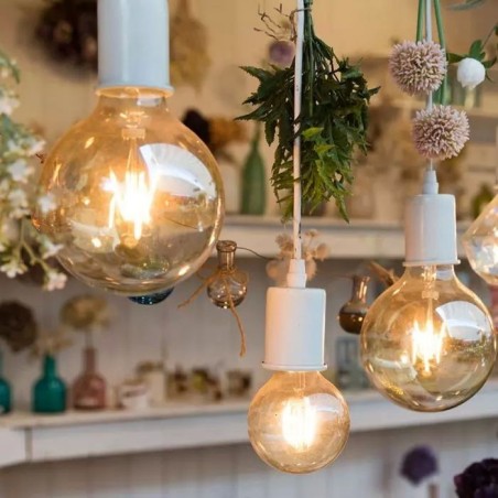 Bec LED - 4W Filament E27 G80 Amber Alb cald