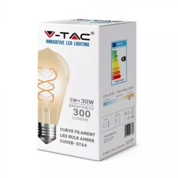 Lampi Iluminare, Bec LED - 5W Filament E27 Sticla Aurie Curbata ST64 Alb cald -2, dioda.ro