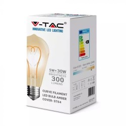 Lampi Iluminare, Bec LED - 5W E27 Filament Aurie Sticlă ST64 Alb cald -2, dioda.ro