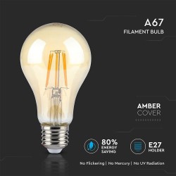 Lampi Iluminare, Bec LED - 8W E27 Filament Amber Alb cald -3, dioda.ro