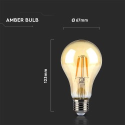 Lampi Iluminare, Bec LED - 8W E27 Filament Amber Alb cald -6, dioda.ro